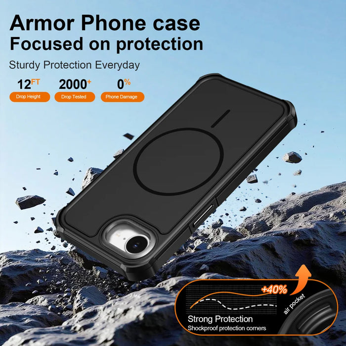 For iPhone 16e / iPhone 17e Magnetic Case Shockproof TPU PC Protective Cover - Black - 5