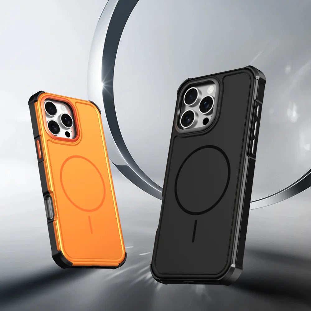 For iPhone 16 Pro Max Magnetic Case Shockproof TPU PC Protective Cover - Black - 2