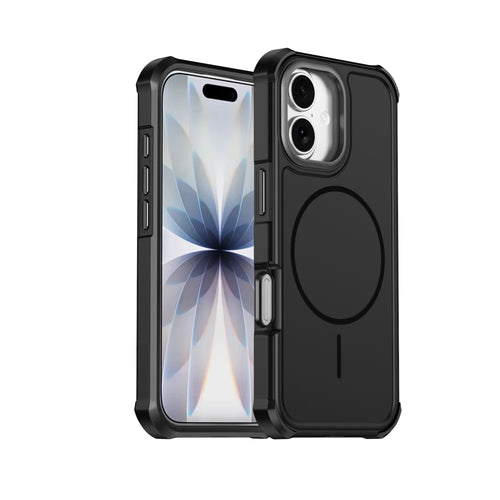For iPhone 17 Magnetic Case Shockproof TPU PC Protective Cover - Black - 1