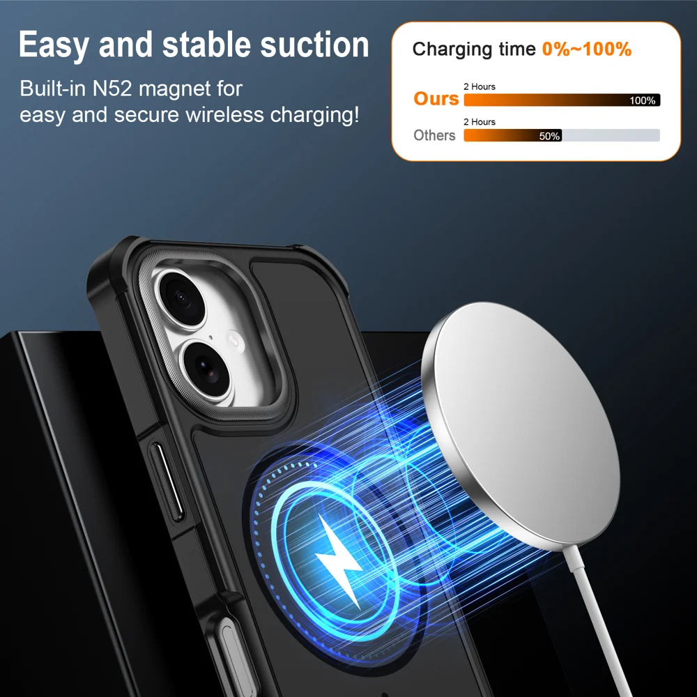 For iPhone 17 Magnetic Case Shockproof TPU PC Protective Cover - Black - 3
