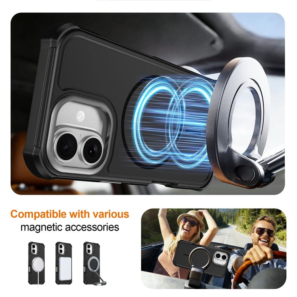 For iPhone 17 Magnetic Case Shockproof TPU PC Protective Cover - Black - 4