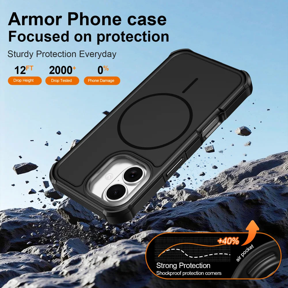 For iPhone 17 Magnetic Case Shockproof TPU PC Protective Cover - Black - 5
