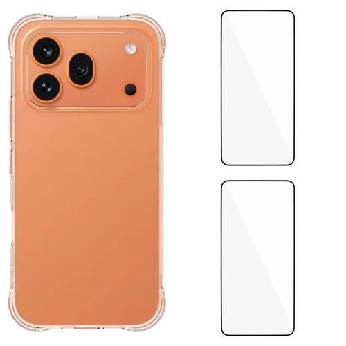 WANLONFENG For Honor 600 Pro 5G WL2 Series TPU Case 2.0mm Phone Cover with 2Pcs Tempered Glass Films - Transparent - 1