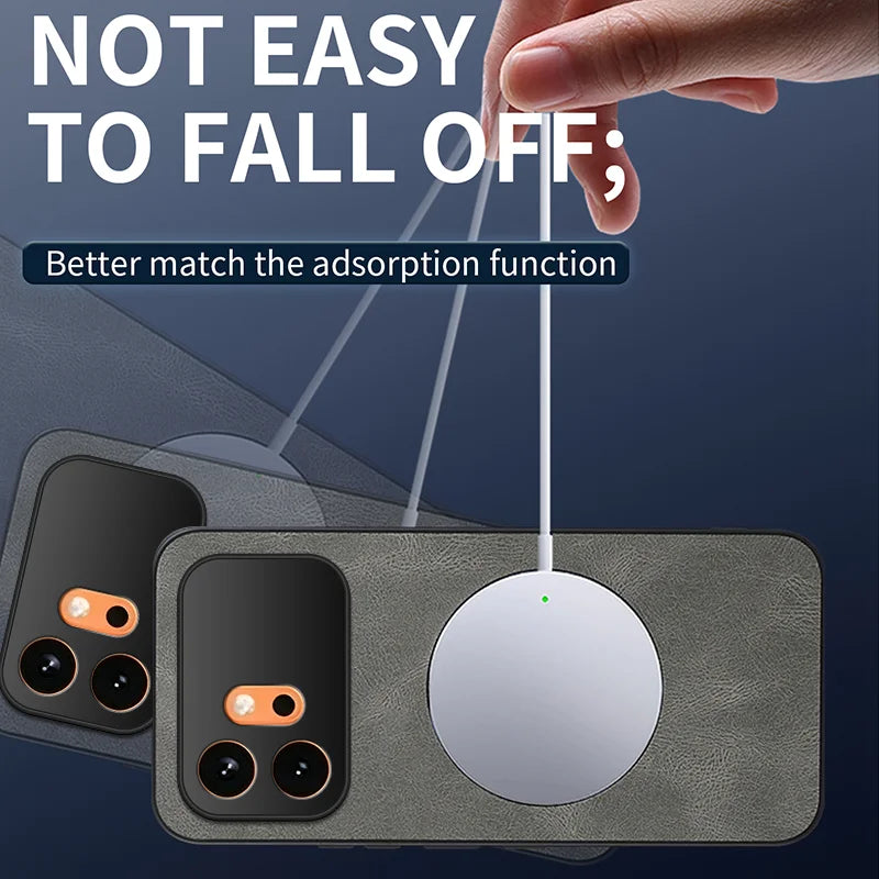 WANLONFENG For Honor 600 5G SD Series Magnetic Case Nappa Texture PC TPU Phone Cover with 2Pcs Screen Film - Grey - 3