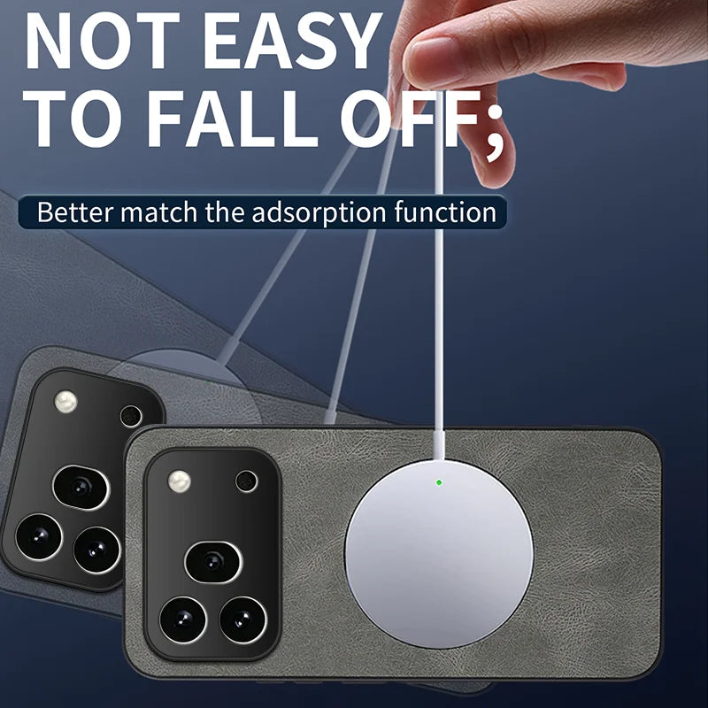 WANLONFENG For Honor 600 Pro 5G SD Series Magnetic Case Nappa Texture PC TPU Phone Cover with 2Pcs Screen Film - Grey - 3