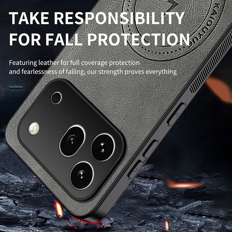 WANLONFENG For Honor 600 Pro 5G SD Series Magnetic Case Nappa Texture PC TPU Phone Cover with 2Pcs Screen Film - Grey - 4