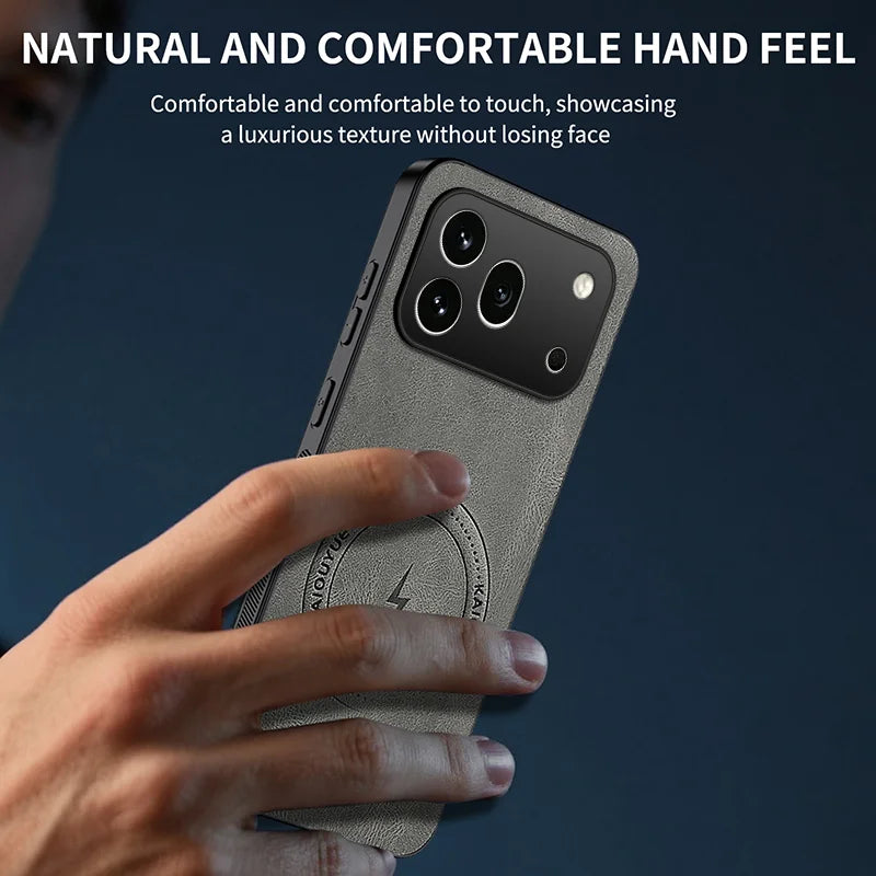 WANLONFENG For Honor 600 Pro 5G SD Series Magnetic Case Nappa Texture PC TPU Phone Cover with 2Pcs Screen Film - Grey - 5