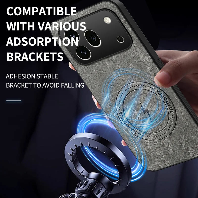 WANLONFENG For Honor 600 Pro 5G SD Series Magnetic Case Nappa Texture PC TPU Phone Cover with 2Pcs Screen Film - Grey - 6