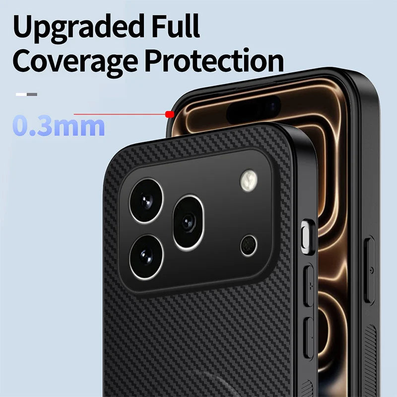 WANLONFENG For Honor 600 Pro 5G QT1 Series Magnetic Case with 2Pcs Tempered Glass Films Kickstand Carbon Fiber Texture PC TPU Phone Cover - Black - 5
