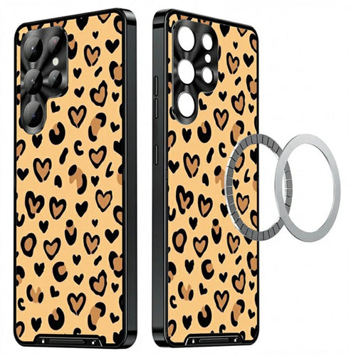 For Samsung Galaxy S25 Ultra Magnetic Case Leopard Print PC+TPU Phone Cover with Lens Film - LK00198-01 - 1