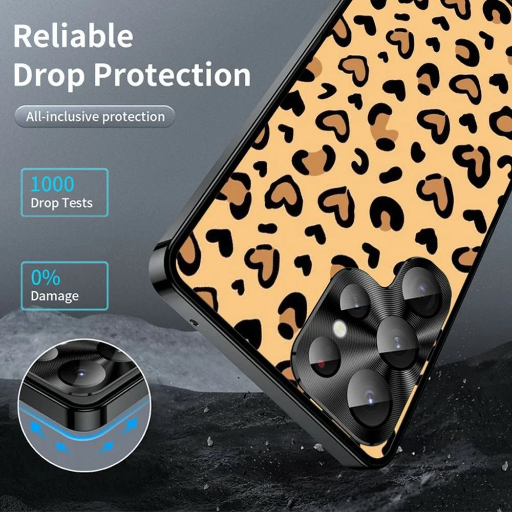 For Samsung Galaxy S24 Ultra Magnetic Case Leopard Print PC+TPU Phone Cover with Lens Film - LK00198-01 - 3