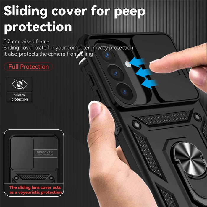 For Samsung Galaxy A27 5G Case PC + TPU Phone Cover with Lens Protection Kickstand - Black - 7
