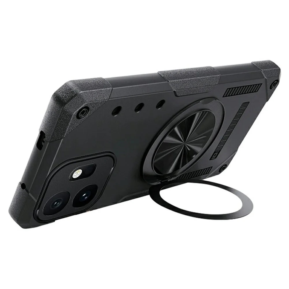 For OnePlus 15T 5G Magnetic Case 360° Rotating Ring Kickstand TPU Phone Cover - Black - 1