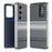 For Samsung Galaxy S22 Ultra 5G Case Card Slot View Window Gradient Color Checkered Pattern Leather Phone Cover - Black - 1