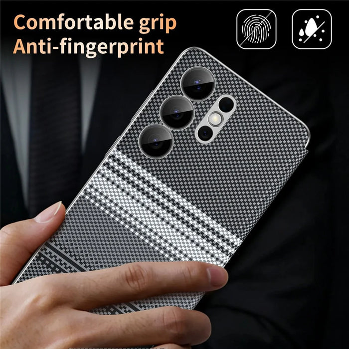 For Samsung Galaxy S24 Ultra Case Card Slot View Window Gradient Color Checkered Pattern Leather Phone Cover - Black - 4