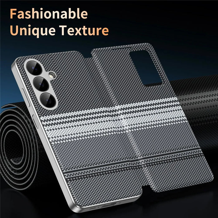 Leather Case for Samsung Galaxy A26 5G  /  A17 5G  /  A17 4G Card Slot View Window Gradient Color Checkered Pattern Phone Cover - Black - 7
