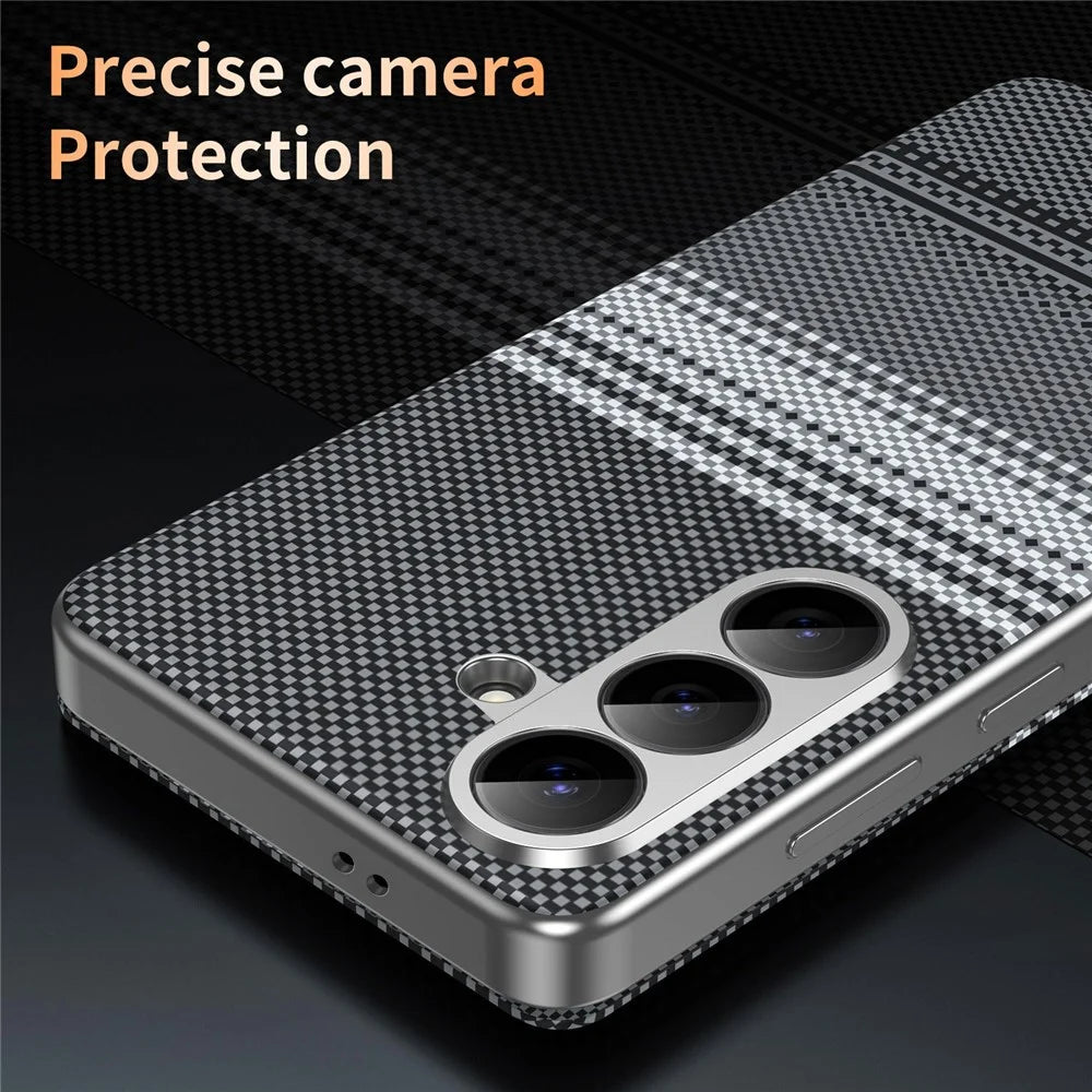 For Samsung Galaxy A56 5G  /  A36 5G Case Card Slot View Window Gradient Color Checkered Pattern Leather Phone Cover - Black - 6