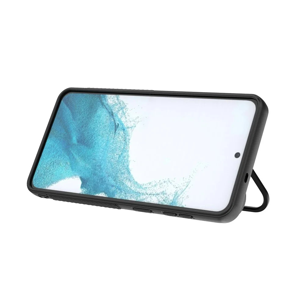 For Samsung Galaxy S26+ Magnetic Case PC Kickstand Ripple Texture TPU Phone Cover - Black - 3