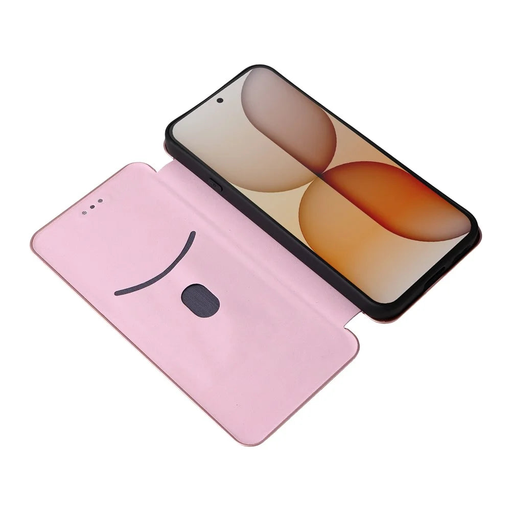 For Nothing Phone (4a) Case Carbon Fiber Texture Drop-Proof PU Leather Phone Cover - Rose Gold - 2