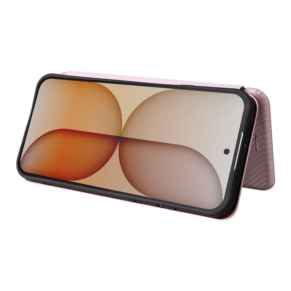 For Nothing Phone (4a) Case Carbon Fiber Texture Drop-Proof PU Leather Phone Cover - Rose Gold - 4
