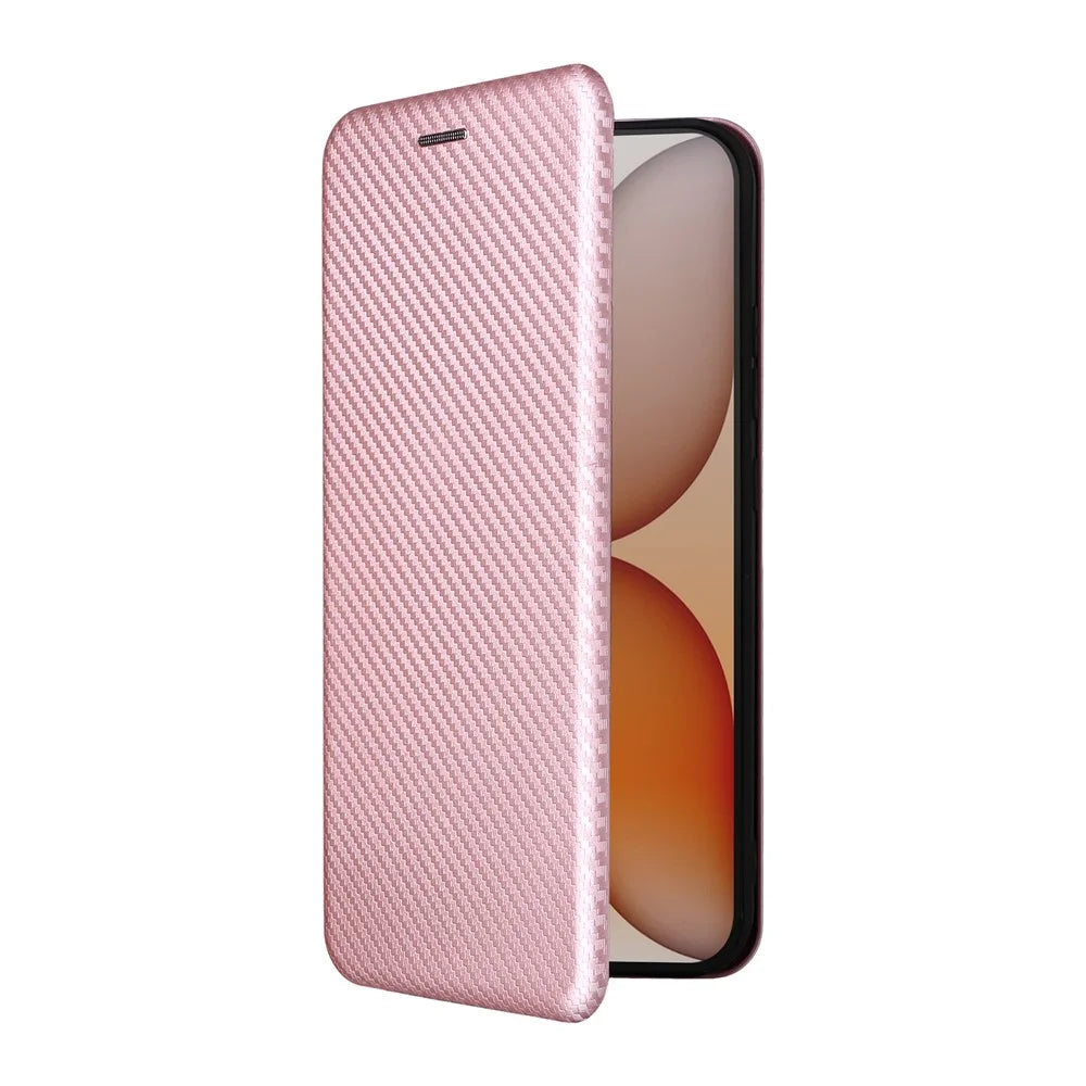 For Nothing Phone (4a) Case Carbon Fiber Texture Drop-Proof PU Leather Phone Cover - Rose Gold - 7