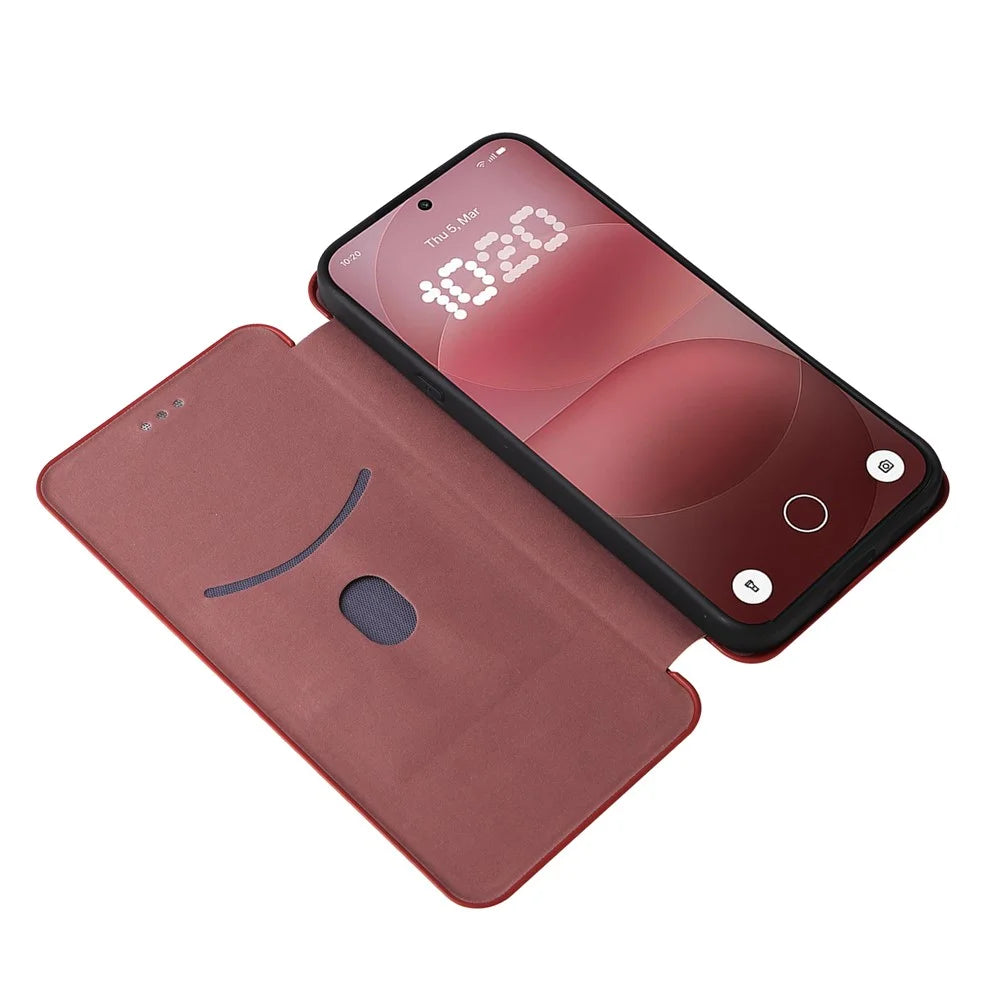 For Nothing Phone (4a) Pro Case Carbon Fiber Texture Drop-Proof PU Leather Phone Cover - Brown - 2