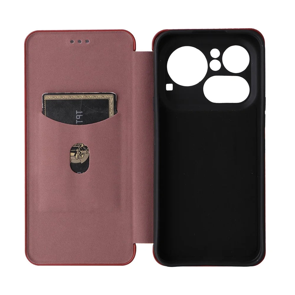 For Nothing Phone (4a) Pro Case Carbon Fiber Texture Drop-Proof PU Leather Phone Cover - Brown - 3