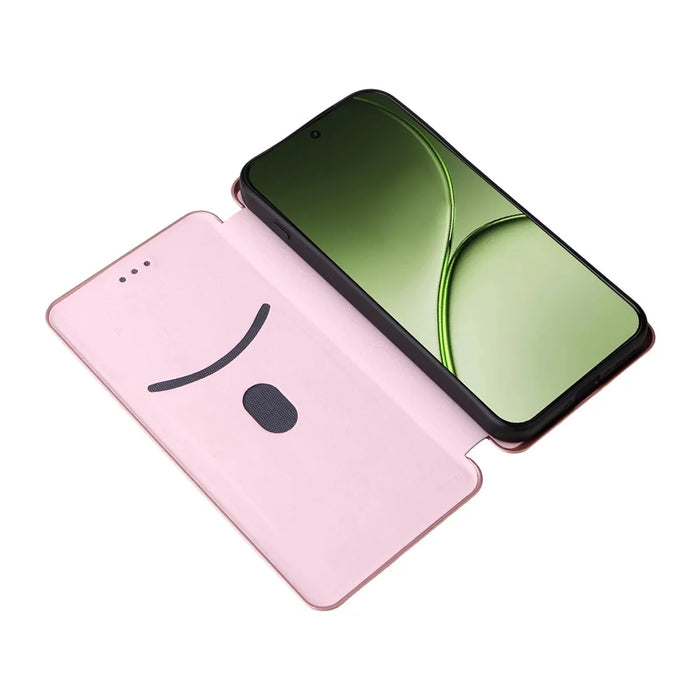 For OnePlus 15T 5G Case Carbon Fiber Texture Drop-Proof PU Leather Phone Cover - Rose Gold - 2