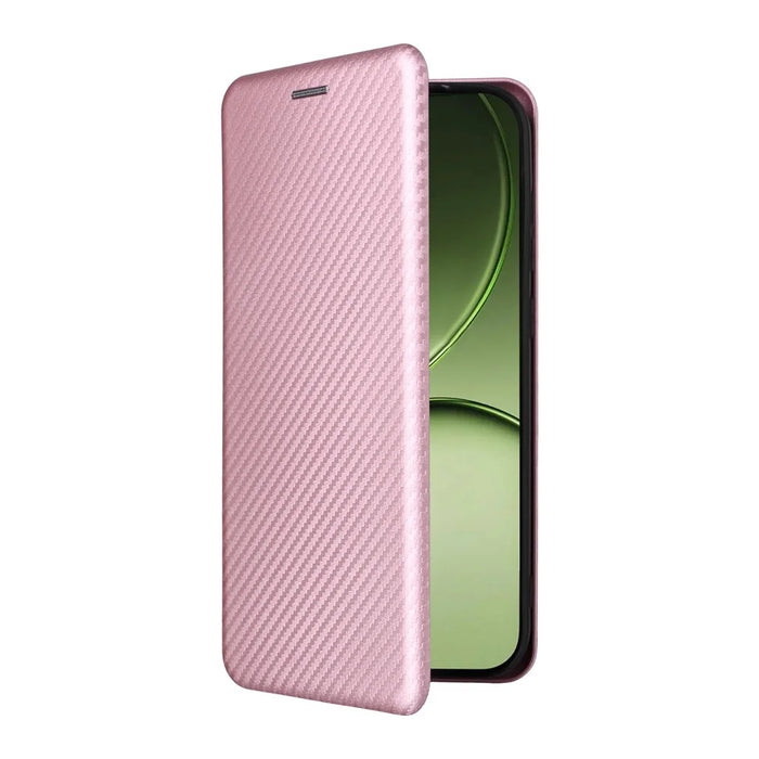 For OnePlus 15T 5G Case Carbon Fiber Texture Drop-Proof PU Leather Phone Cover - Rose Gold - 7