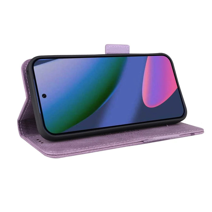 For Google Pixel 11 Pro XL Case Leather Wallet Flip Phone Cover with Hardware Decor - Purple - 5