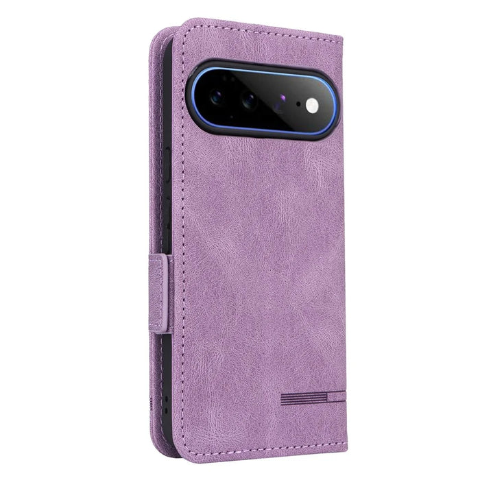 For Google Pixel 11 Pro XL Case Leather Wallet Flip Phone Cover with Hardware Decor - Purple - 6
