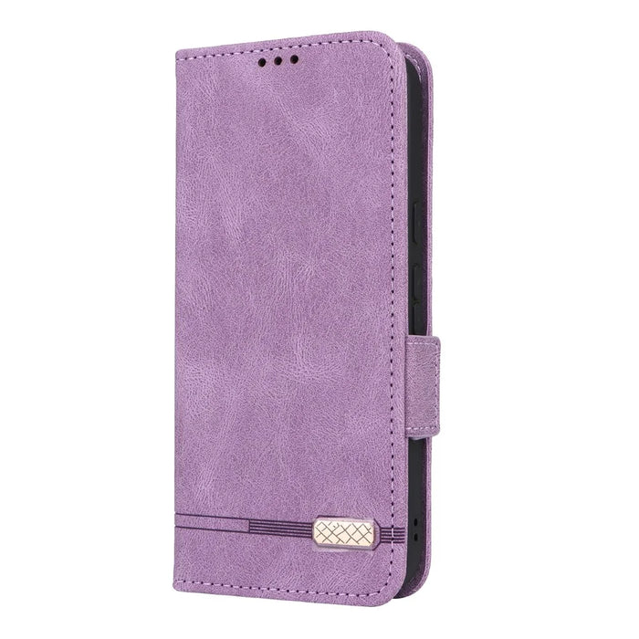 For Google Pixel 11 Pro XL Case Leather Wallet Flip Phone Cover with Hardware Decor - Purple - 7