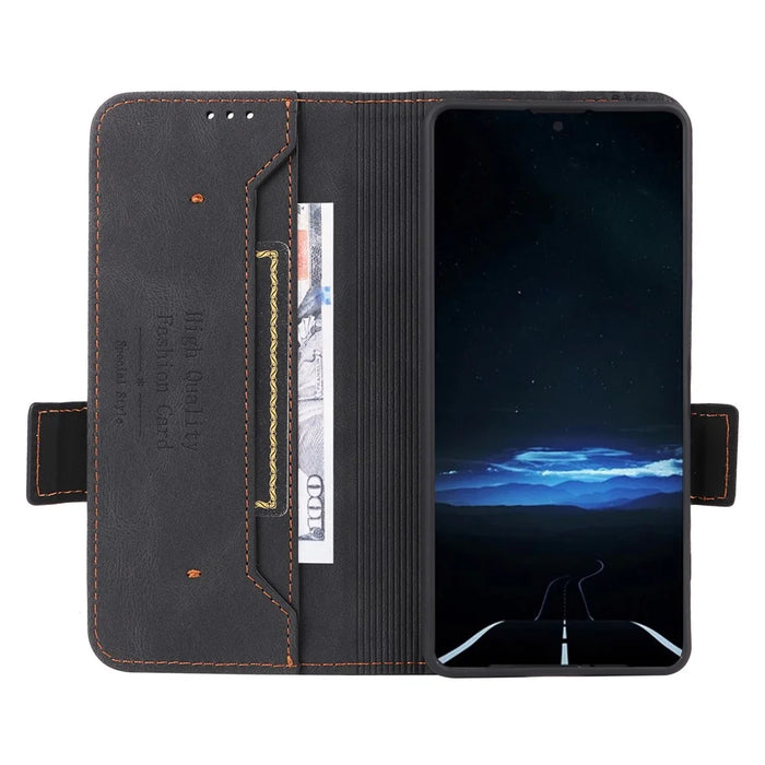 For Sony Xperia 1 VIII Case Leather Wallet Flip Phone Cover with Hardware Decor - Black - 2
