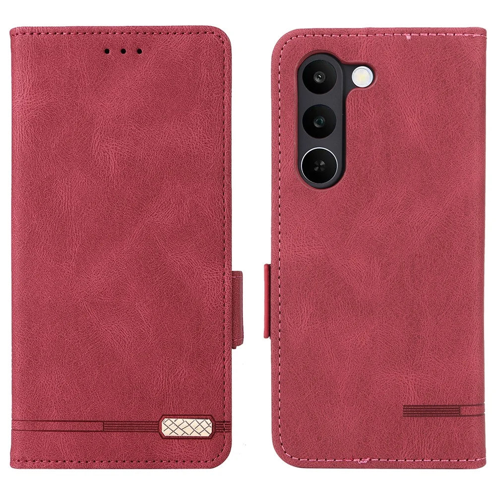 For Realme C100 5G / C83 5G Case Leather Wallet Flip Phone Cover with Hardware Decor - Rose - 1