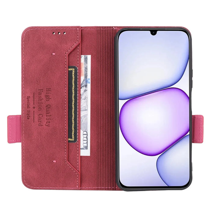 For Realme C100 5G / C83 5G Case Leather Wallet Flip Phone Cover with Hardware Decor - Rose - 2