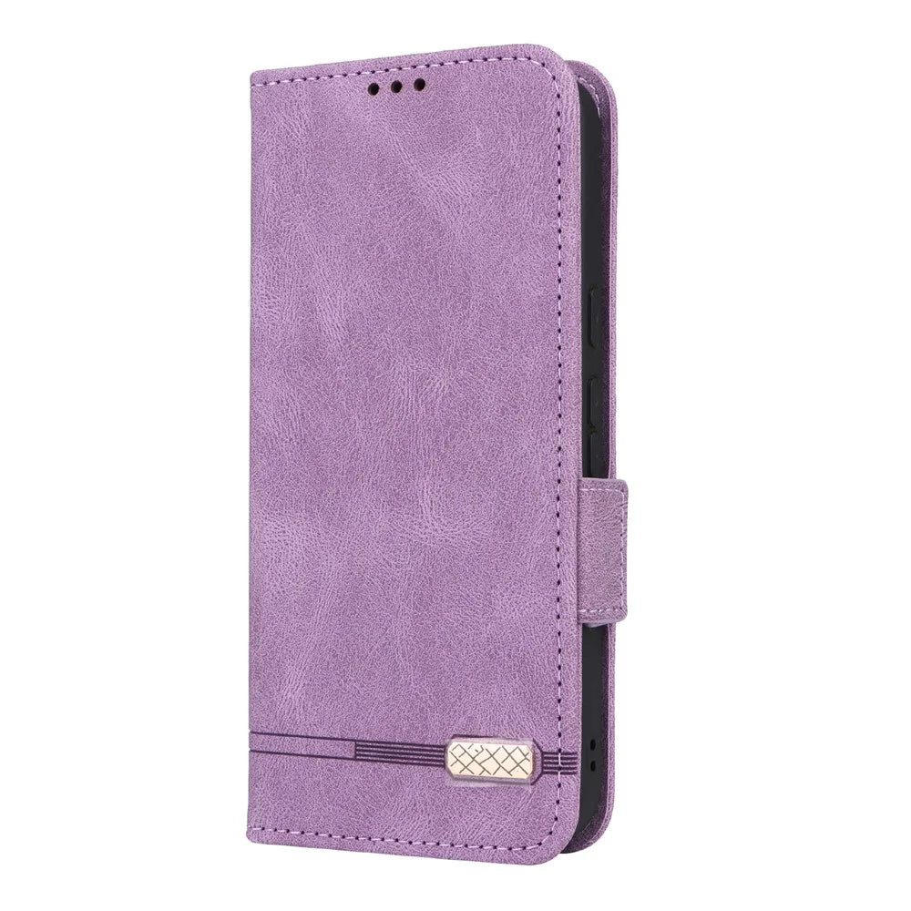 For Google Pixel 11 Pro Case Leather Wallet Flip Phone Cover with Hardware Decor - Purple - 7