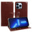 For iPhone 13 Pro Wallet Case Crazy Horse Texture Leather Flip Phone Cover with Magnetic Closure - Brown - 1