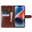 For iPhone 14 Plus Wallet Case Crazy Horse Texture Leather Flip Phone Cover with Magnetic Closure - Brown - 2