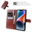 For iPhone 14 Plus Wallet Case Crazy Horse Texture Leather Flip Phone Cover with Magnetic Closure - Brown - 3