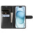 For iPhone 15 Wallet Case Crazy Horse Texture Leather Flip Phone Cover with Magnetic Closure - Black - 2