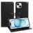 For iPhone 15 Plus Wallet Case Crazy Horse Texture Leather Flip Phone Cover with Magnetic Closure - Black - 1