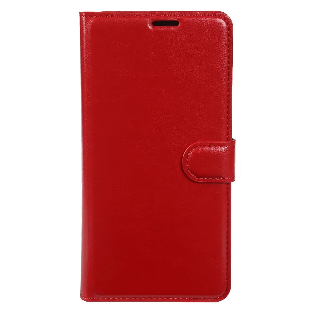 For iPhone 15 Pro Wallet Case Crazy Horse Texture Leather Flip Phone Cover with Magnetic Closure - Red - 6