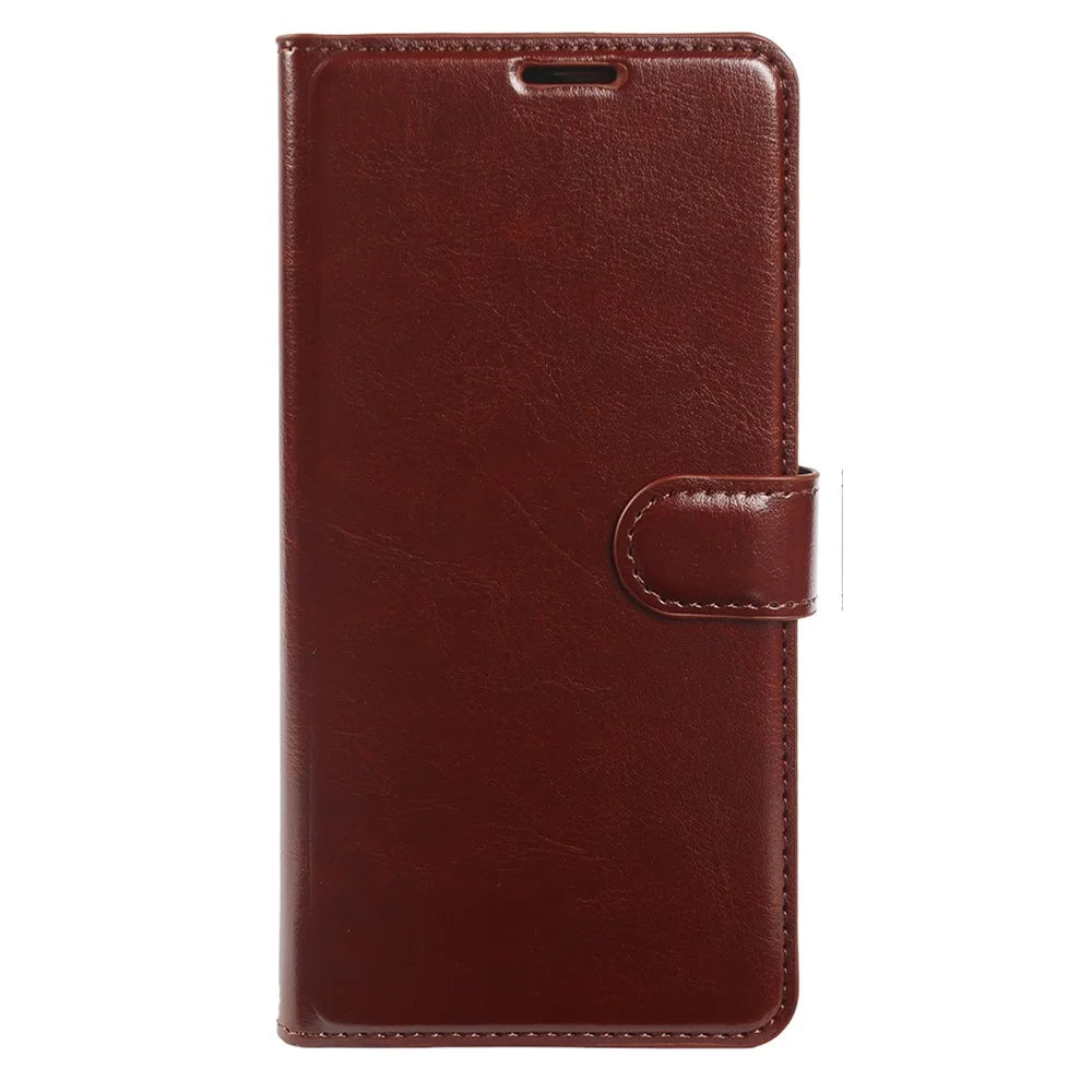 For iPhone 16 Wallet Case Crazy Horse Texture Leather Flip Phone Cover with Magnetic Closure - Brown - 6