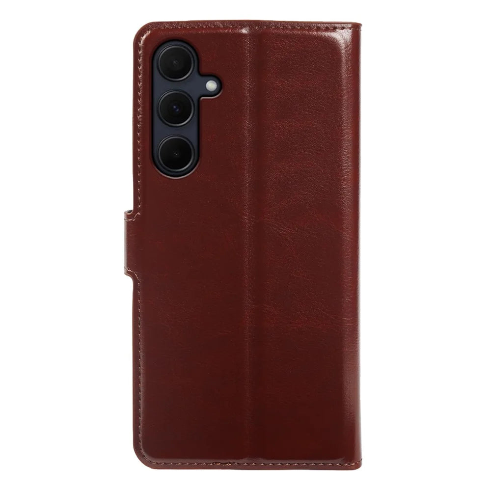 For Samsung Galaxy A35 5G Wallet Case Crazy Horse Texture Leather Flip Phone Cover with Magnetic Closure - Brown - 7