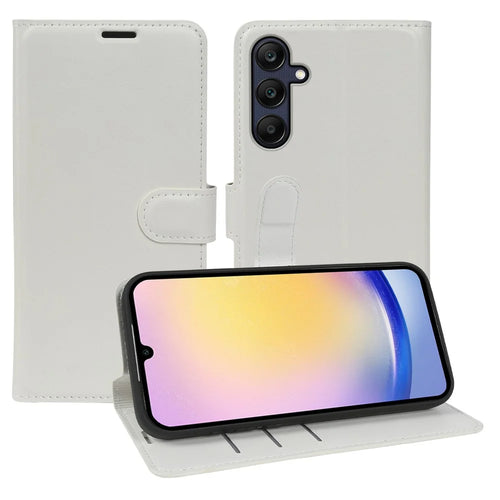 For Samsung Galaxy A25 5G (Global) (161mm) Wallet Case Crazy Horse Texture Leather Flip Phone Cover with Magnetic Closure - White - 1