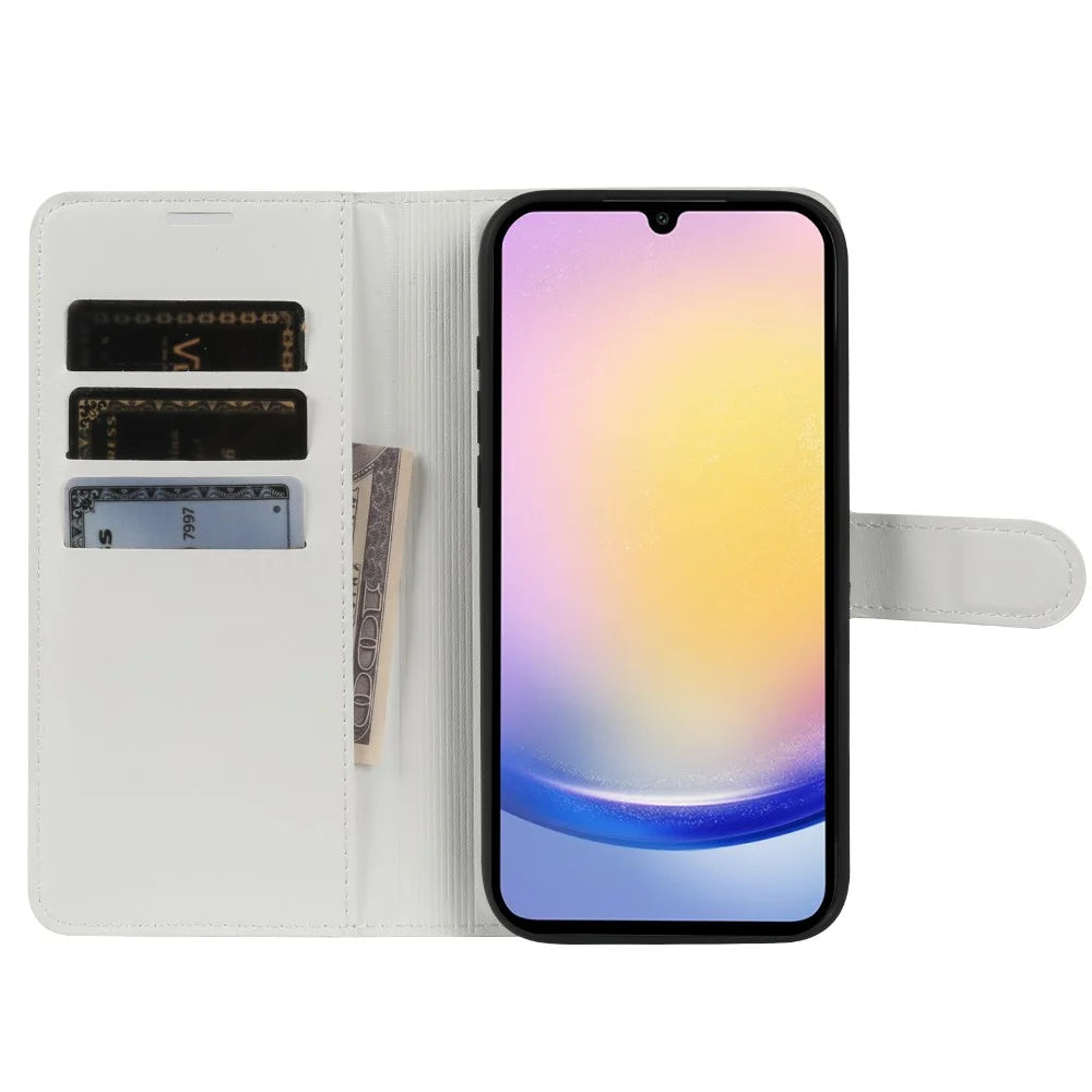 For Samsung Galaxy A25 5G (Global) (161mm) Wallet Case Crazy Horse Texture Leather Flip Phone Cover with Magnetic Closure - White - 2