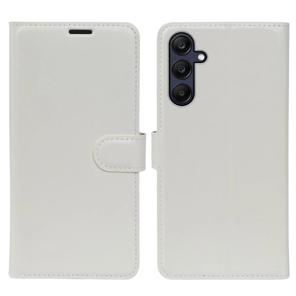 For Samsung Galaxy A25 5G (Global) (161mm) Wallet Case Crazy Horse Texture Leather Flip Phone Cover with Magnetic Closure - White - 5