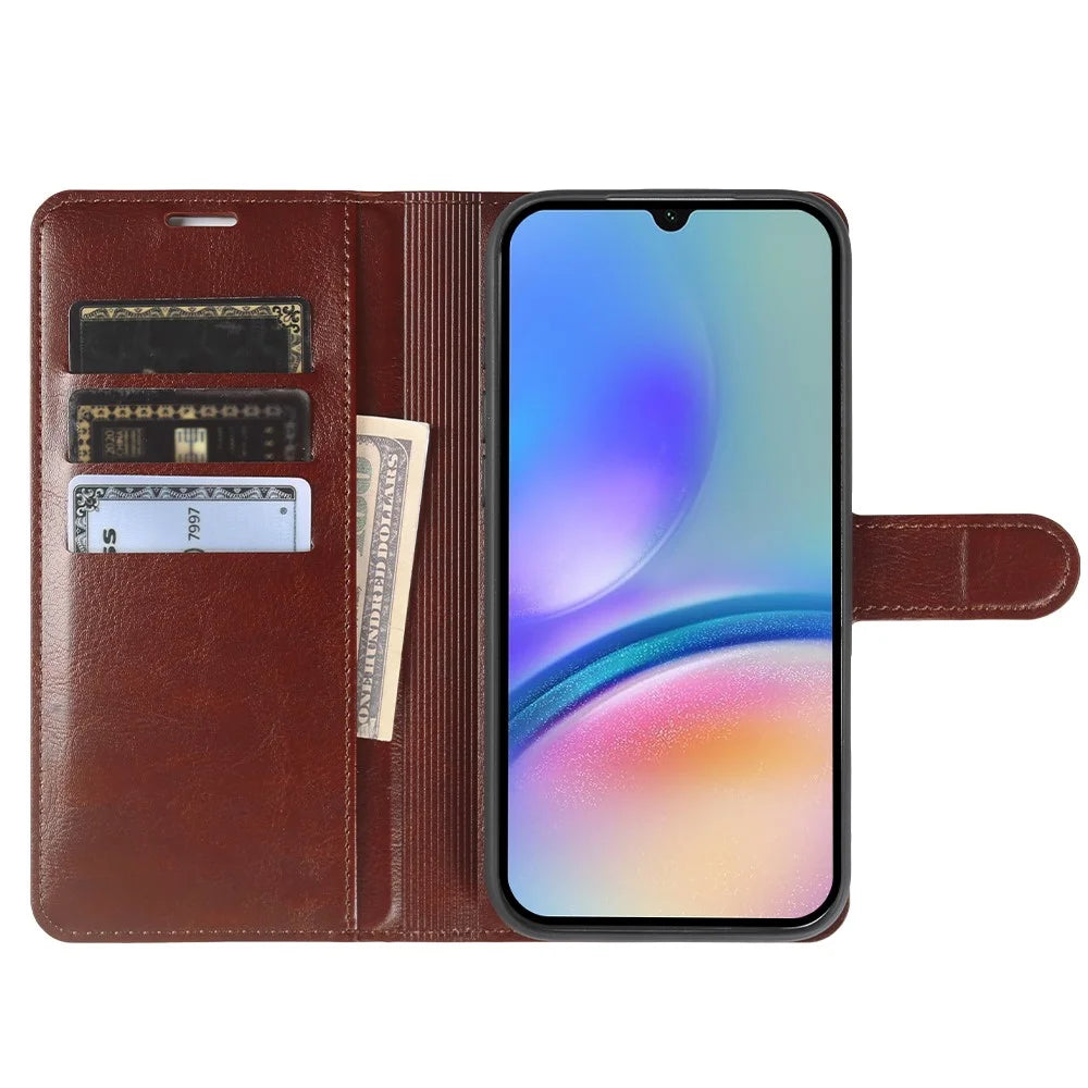 For Samsung Galaxy A05s 4G Wallet Case Crazy Horse Texture Leather Flip Phone Cover with Magnetic Closure - Brown - 2