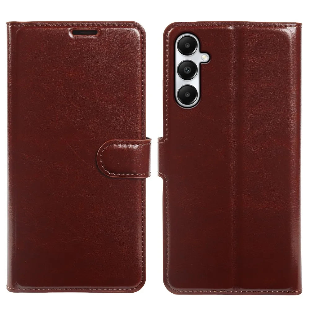 For Samsung Galaxy A05s 4G Wallet Case Crazy Horse Texture Leather Flip Phone Cover with Magnetic Closure - Brown - 5