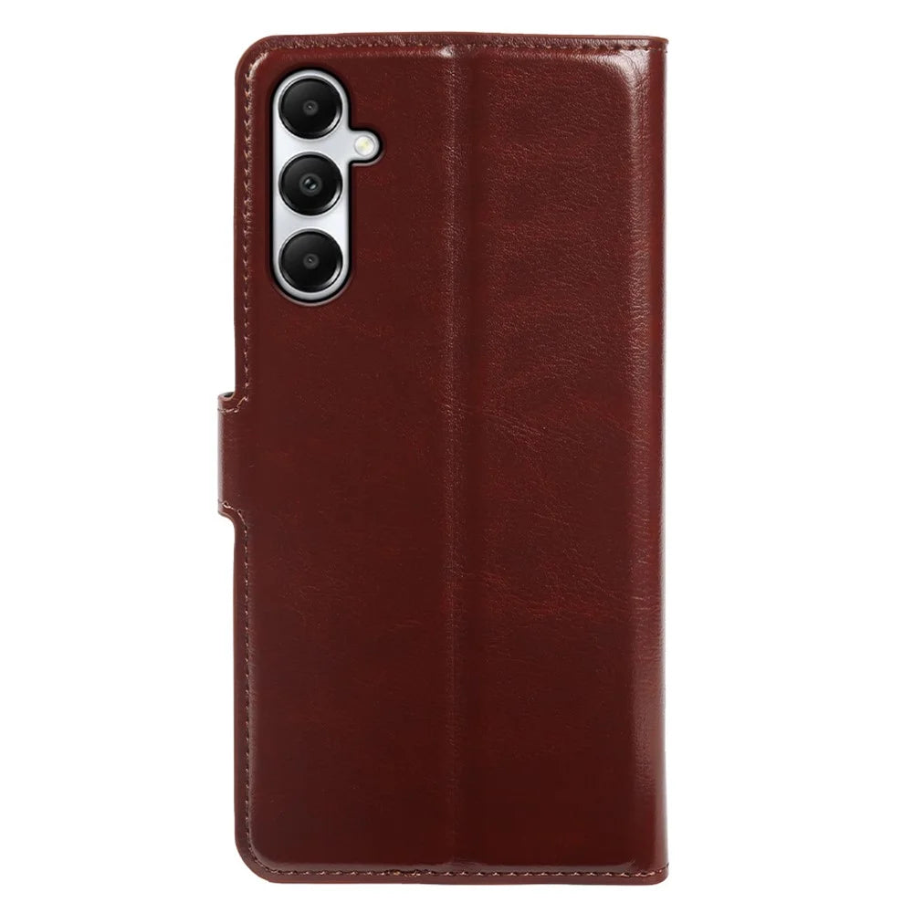 For Samsung Galaxy A05s 4G Wallet Case Crazy Horse Texture Leather Flip Phone Cover with Magnetic Closure - Brown - 7